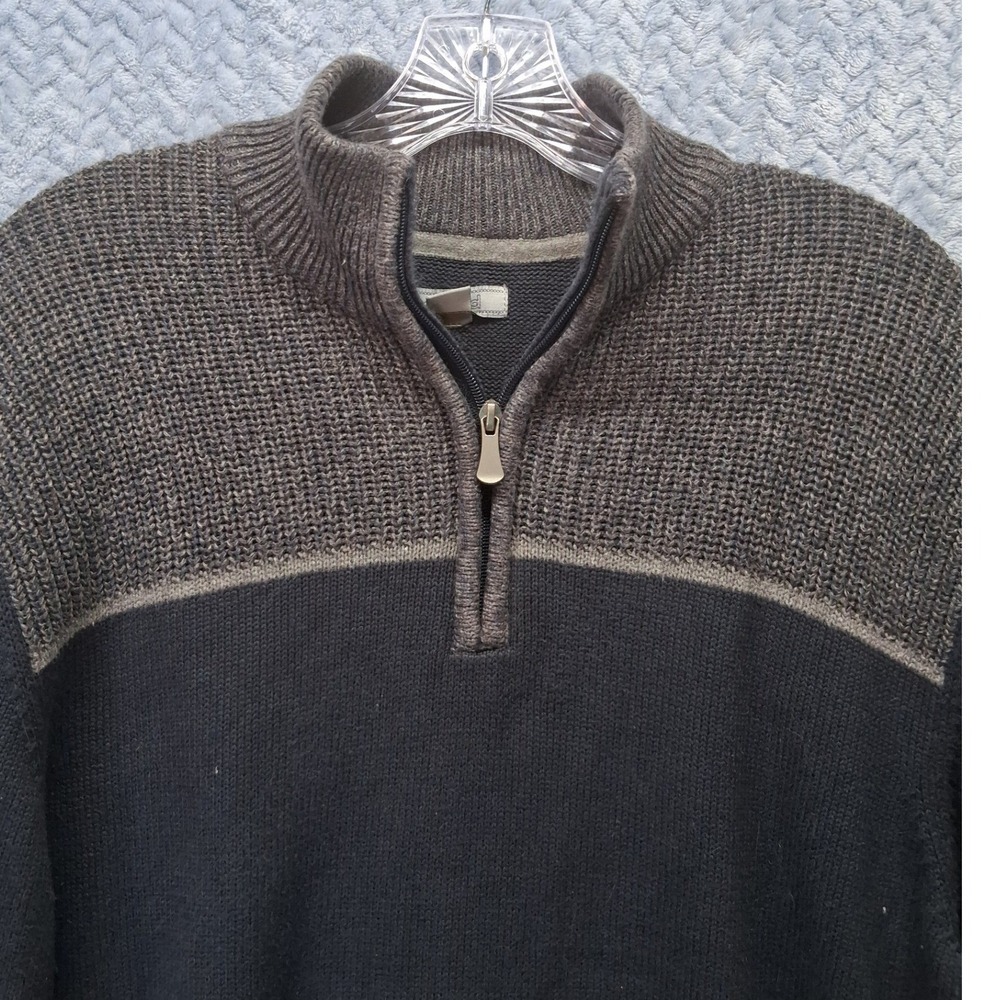 Method Mens Quarter Zip Sweater XXL Black Grey Textured Knit Mock Neck Pullover